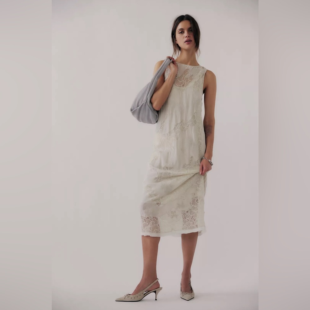 Free People Many moons cream lace midi dress